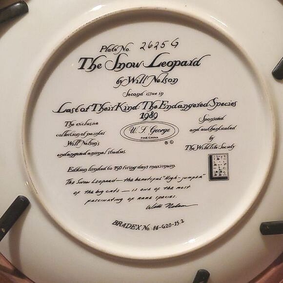 W.L. GEORGE COLLECTOR PLATE! "THE SNOW LEOPARD". PLATE No 2625G - Picture 3 of 6
